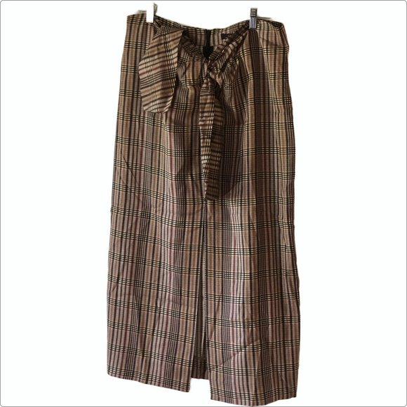 BNWT Zara Plaid Tie-Front Midi Skirt SIZE L - Picture 9 of 14
